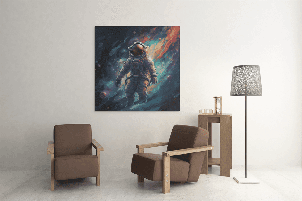 OEFE 1139 astronaut canvas schilderij vierkant c