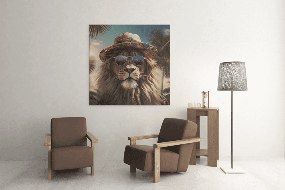 OEFE 1201 coole leeuw canvas schilderij b