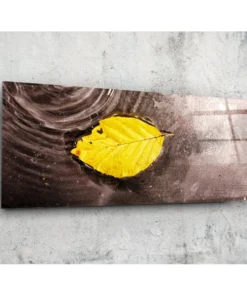 Gele Blad Glasschilderij