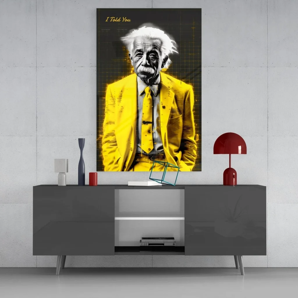dsg 5079 i told you einstein glasschilderij