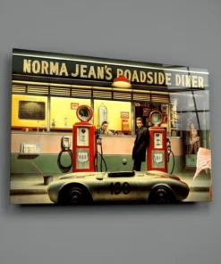 zdy 2059 a retro tankstation glasschilderij