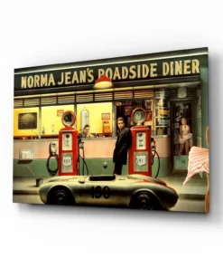 Retro Tankstation Glasschilderij