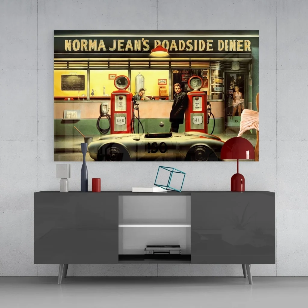 zdy 2059 retro tankstation glasschilderij