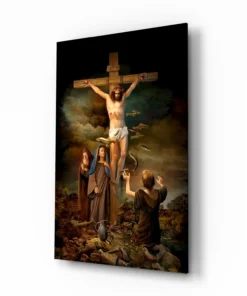 Jezus Aan Het Kruis Glasschilderij