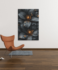 ALIVA 1351 bloem zwart canvas schilderij b