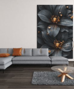 ALIVA 1351 bloem zwart canvas schilderij c