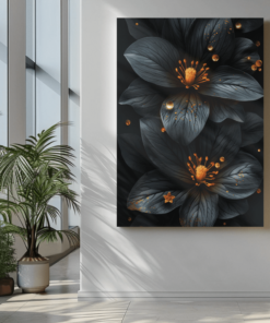 ALIVA 1351 bloem zwart canvas schilderij d