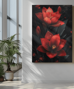 ALIVA 1352 bloemen rood canvas schilderij a