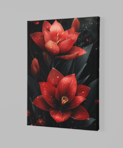 ALIVA 1352 bloemen rood canvas schilderij b