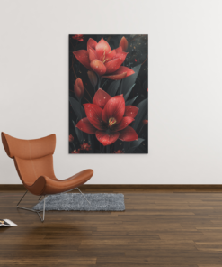 ALIVA 1352 bloemen rood canvas schilderij c