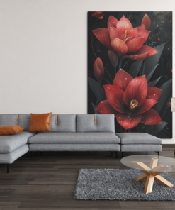 ALIVA 1352 bloemen rood canvas schilderij d
