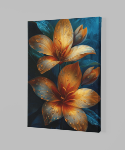 ALIVA 1354 bloemen met waterdruppels canvas schilderij a