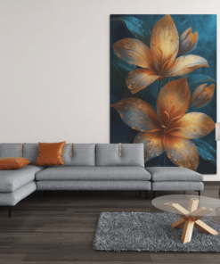 ALIVA 1354 bloemen met waterdruppels canvas schilderij c