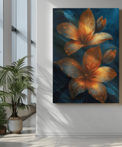 ALIVA 1354 bloemen met waterdruppels canvas schilderij d