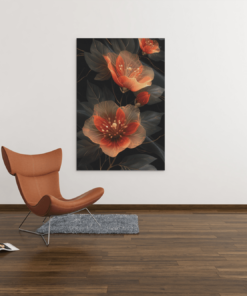 ALIVA 1355 artistieke bloem oranje canvas schilderij a