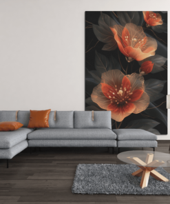 ALIVA 1355 artistieke bloem oranje canvas schilderij b