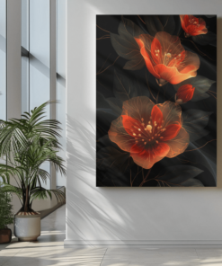 ALIVA 1355 artistieke bloem oranje canvas schilderij c