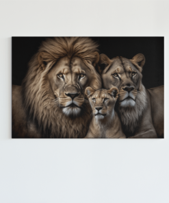 Leeuw Familie Canvas Schilderij
