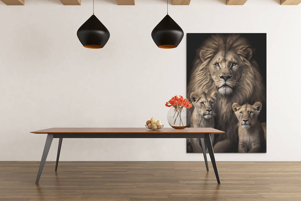 ALIVA 1362 leeuw en welpen canvas schilderij c