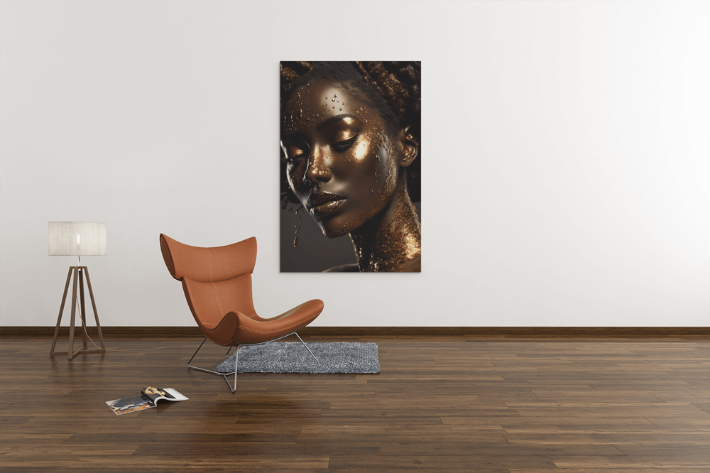 ALIVA 1364 vrouw portret met goud canvas schilderij b