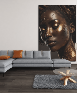 ALIVA 1364 vrouw portret met goud canvas schilderij c