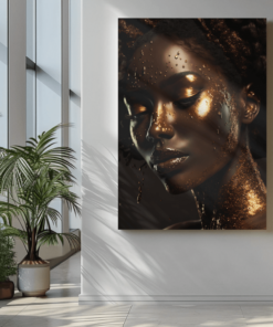 ALIVA 1364 vrouw portret met goud canvas schilderij d