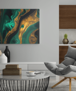 ALIVA 1369 groene marmer abstract canvas schilderij b