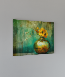 ALIVA 1370 vaas en gele bloemen canvas schilderij c