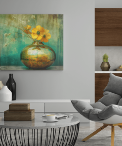ALIVA 1370 vaas en gele bloemen canvas schilderij d