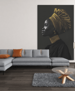 ALIVA 1371 zijaanzicht van afrikaanse vrouw canvas schilderij b