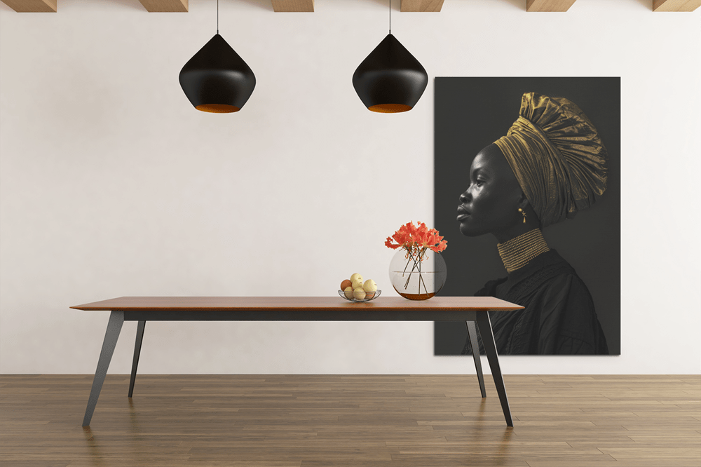 ALIVA 1371 zijaanzicht van afrikaanse vrouw canvas schilderij d