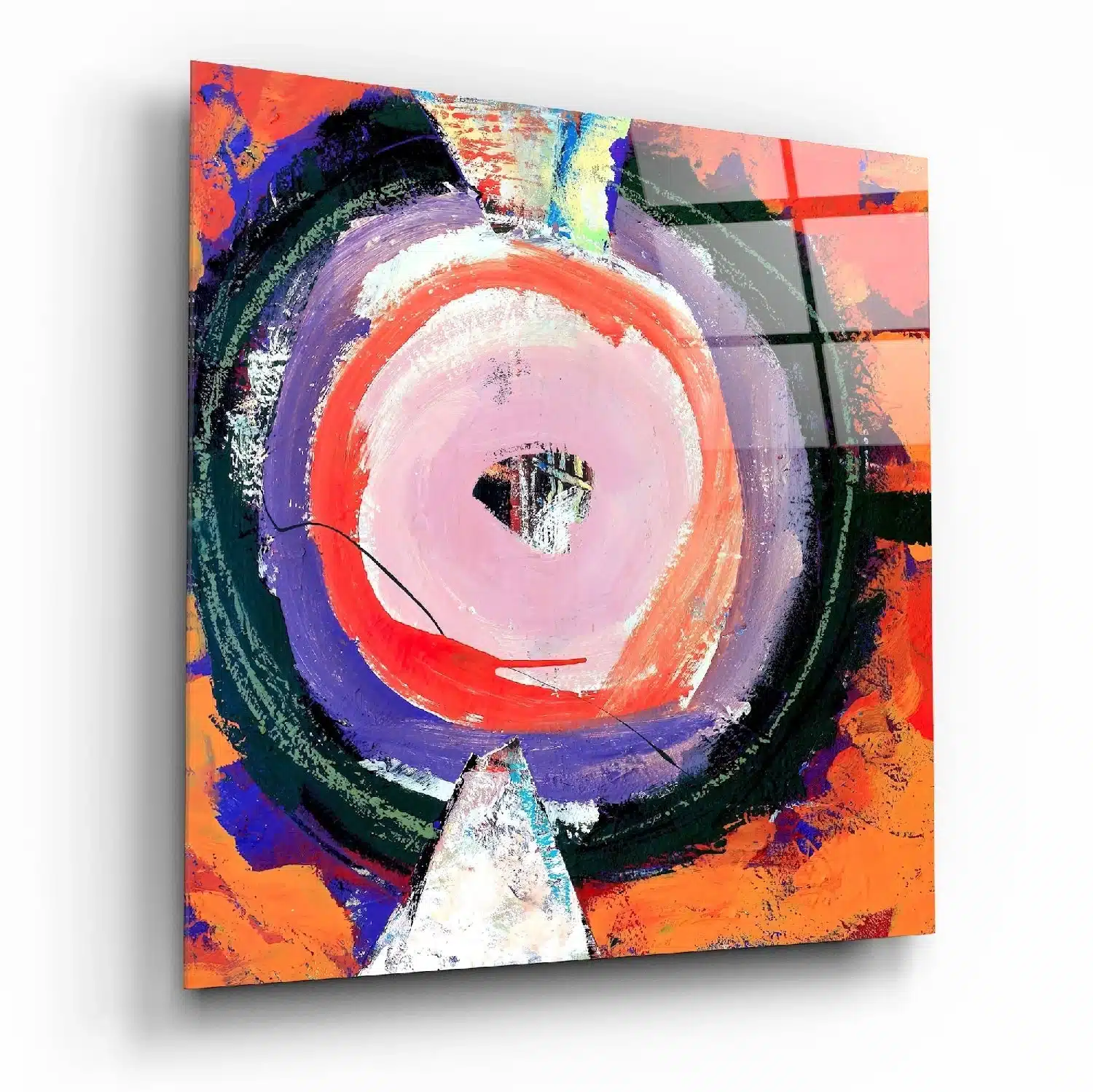 Complexiteit Abstract Glasschilderij ( 60x60 cm)