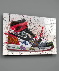 OGLS 8077 a graffiti schoenen glasschilderij