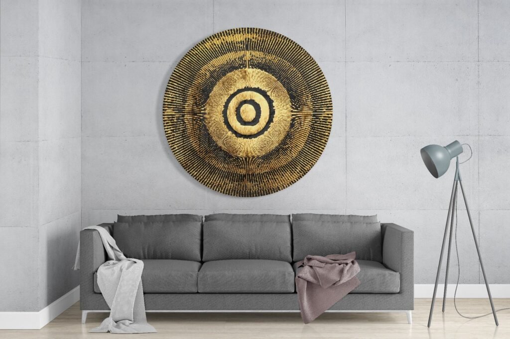 Goud Zwart Ronde Glasschilderij