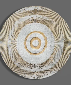 Alternative view of Glasschilderij Goud en Wit Muurcirkel