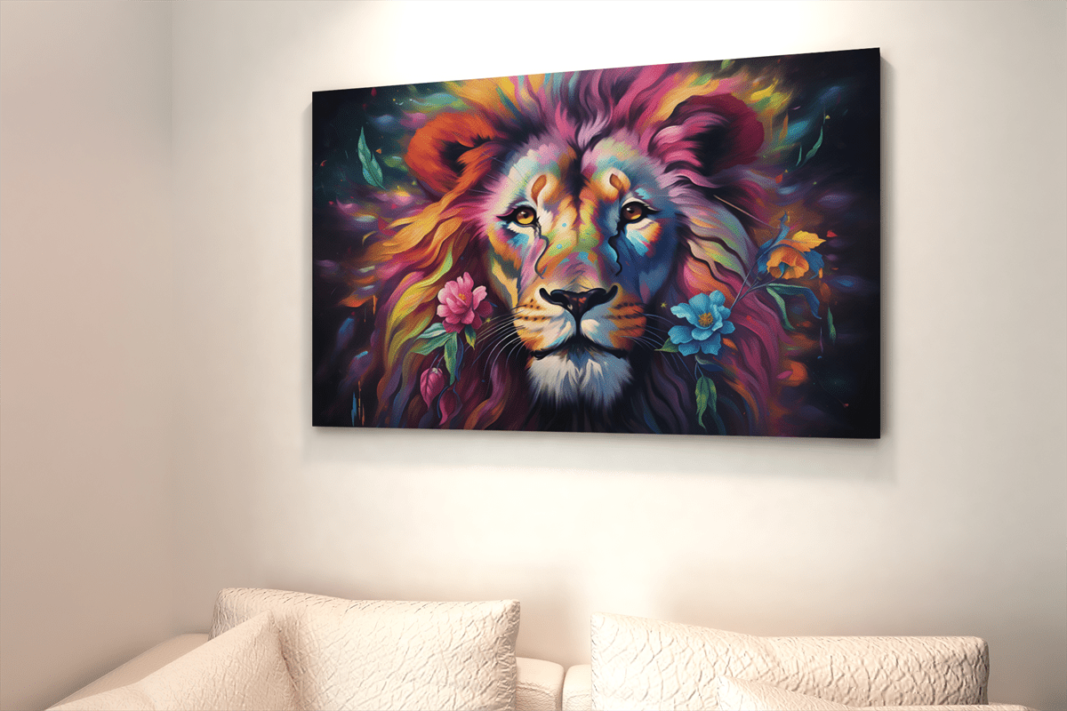 ALIVA 1377kleurrijke leeuwenkop canvas schilderij d