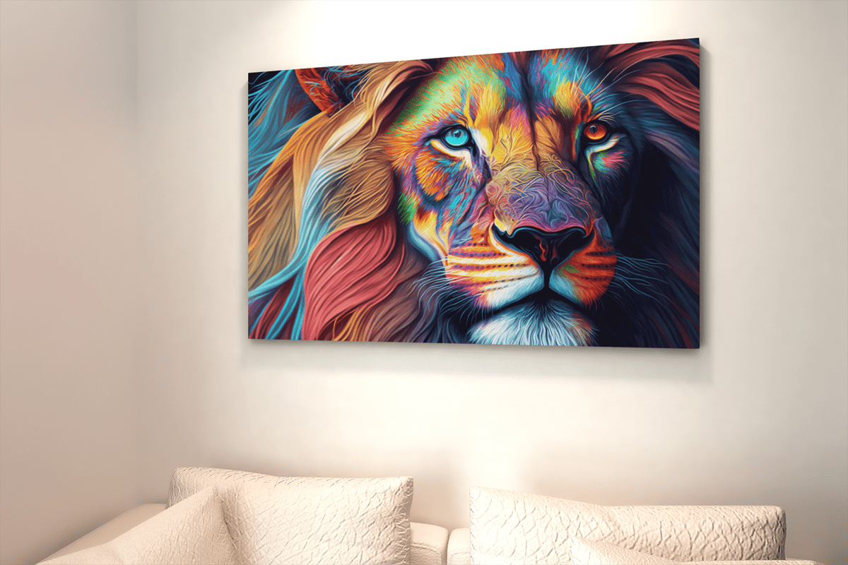 ALIVA 1381 regenboog kleuren leeuw canvas schilderij