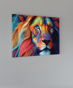 ALIVA 1381 regenboog kleuren leeuw canvas schilderij a