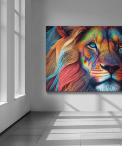 ALIVA 1381 regenboog kleuren leeuw canvas schilderij b