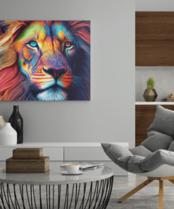 ALIVA 1381 regenboog kleuren leeuw canvas schilderij c