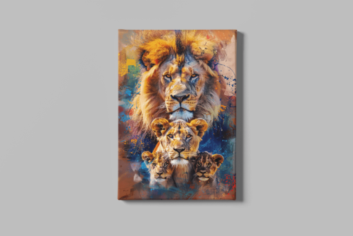 ALIVA 1382 leeuwen familie op canvas doek