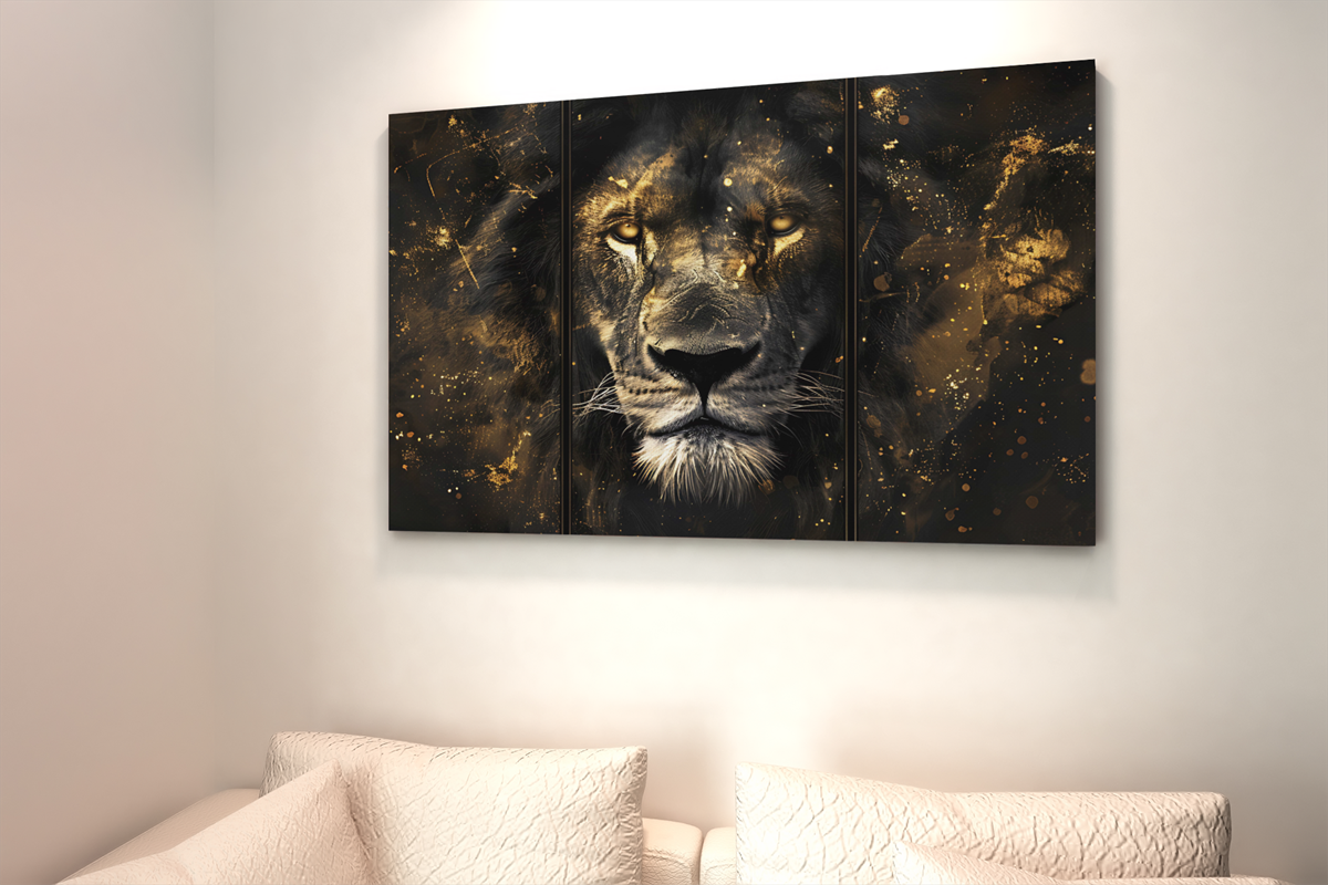 ALIVA 1383 leeuw bruin goud canvas schilderij a