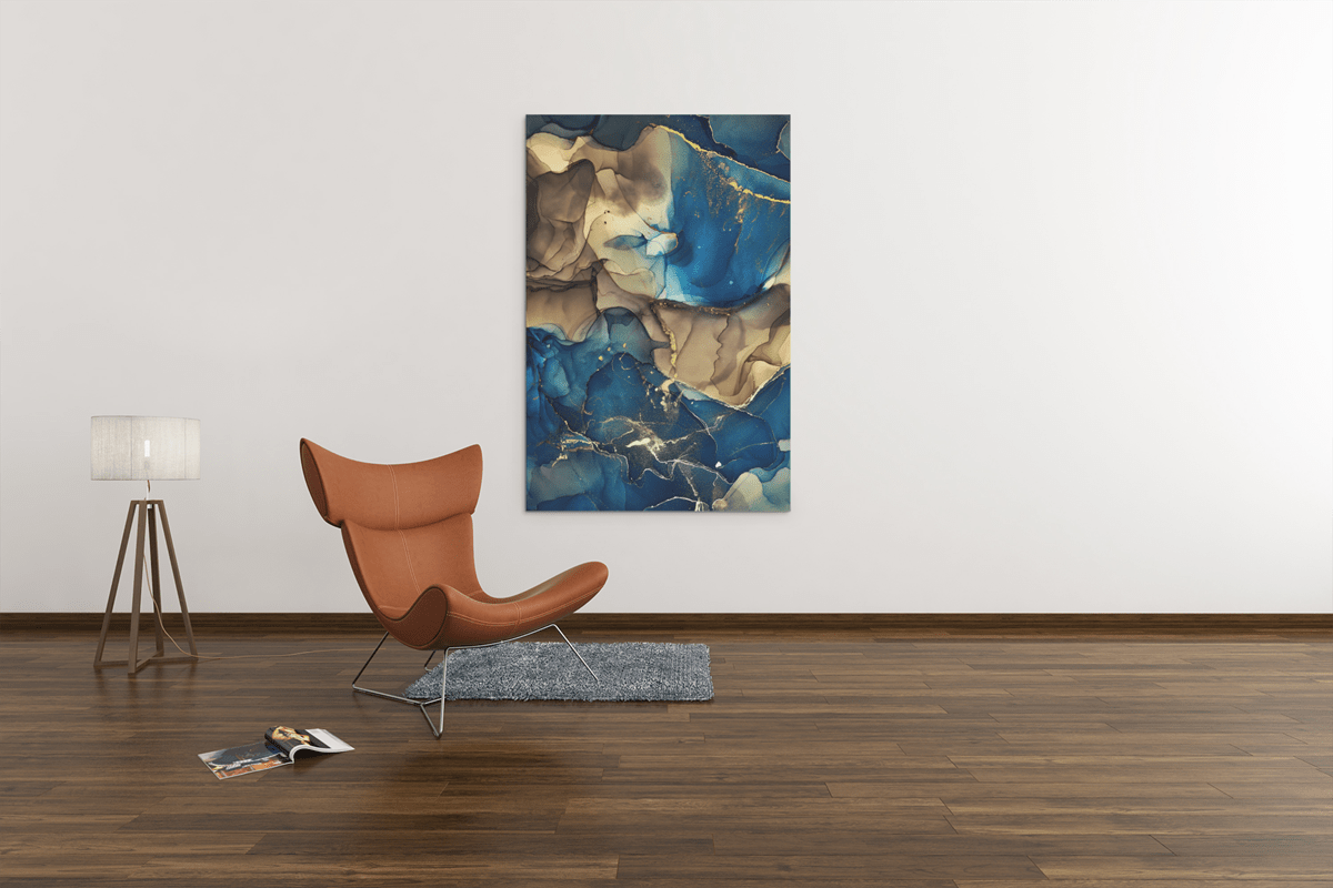 ALIVA 1385 marmer bruin blauw canvas schilderij an