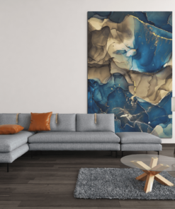 ALIVA 1385 marmer bruin blauw canvas schilderij b