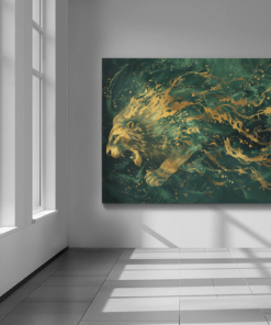 Abstracte Leeuw Canvas Schilderij - Afbeelding 4