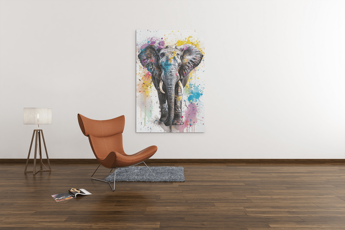 ALIVA 1390 olifant en kleuren canvas schilderij b