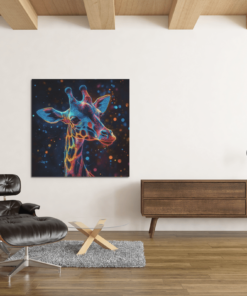 Giraffe Vierkant Canvas Schilderij - Afbeelding 4