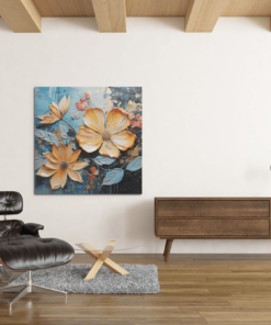 OEFE 1213 olieverf gele bloemen canvas schilderij a