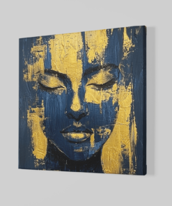 Alternative view of Vrouw Goud Grijs Canvas Schilderij