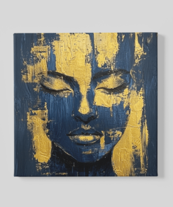 Vrouw Goud Grijs Canvas Schilderij